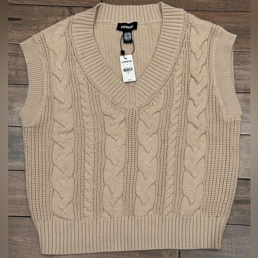 Express Small Tan Sweater Vest